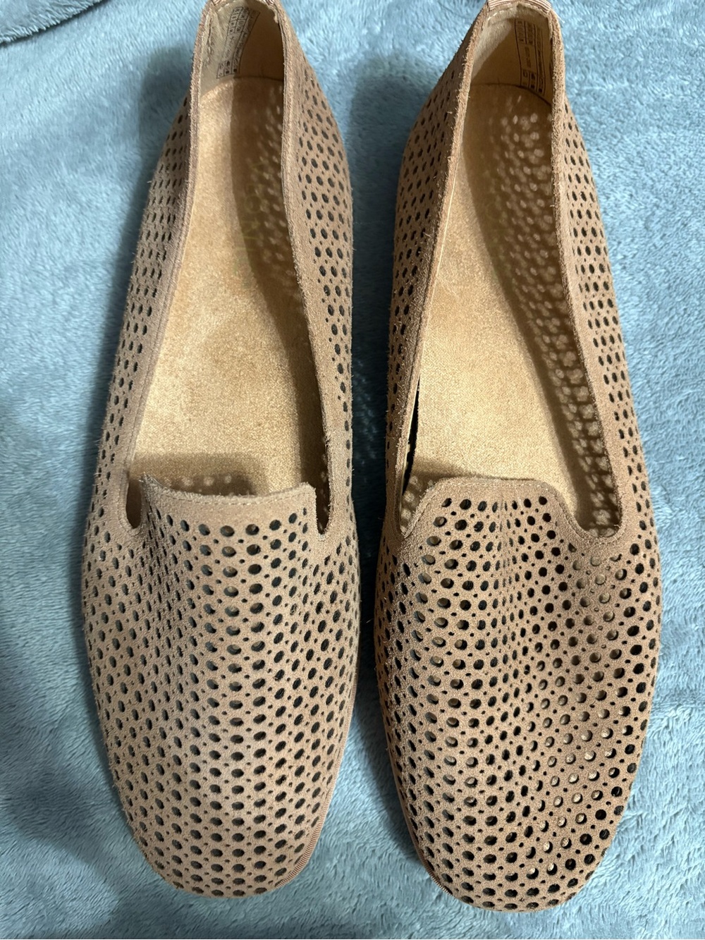 Vionic Perforated Suede Loafers - Taupe